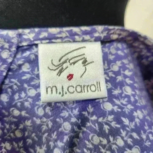 Versatile 2-Piece MJ Carroll Small Print Periwinkle Spring/Summer Top Set Large - Picture 11 of 13